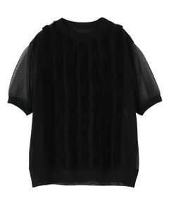 LANVIN COLLECTION / ランバン コレクション カットソー | シアーコンビネーション・ニットソー