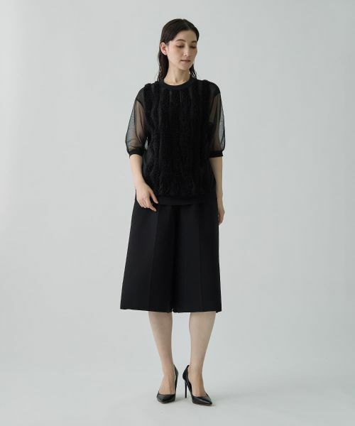 LANVIN COLLECTION / ランバン コレクション カットソー | シアーコンビネーション・ニットソー | 詳細10