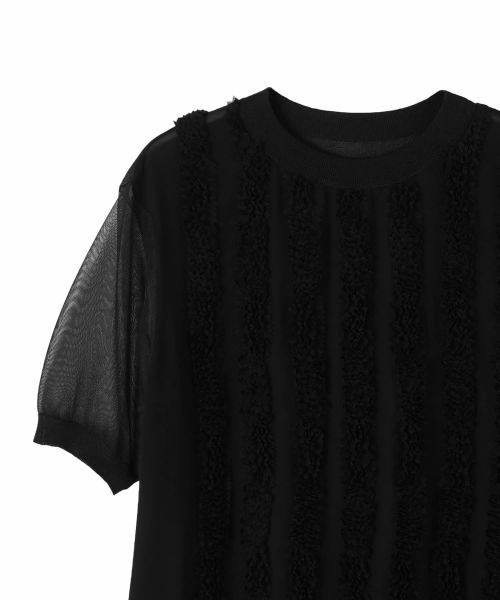 LANVIN COLLECTION / ランバン コレクション カットソー | シアーコンビネーション・ニットソー | 詳細13