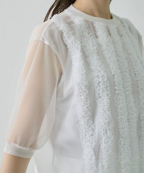 LANVIN COLLECTION / ランバン コレクション カットソー | シアーコンビネーション・ニットソー | 詳細4