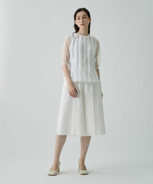 LANVIN COLLECTION / ランバン コレクション カットソー | シアーコンビネーション・ニットソー | 詳細5