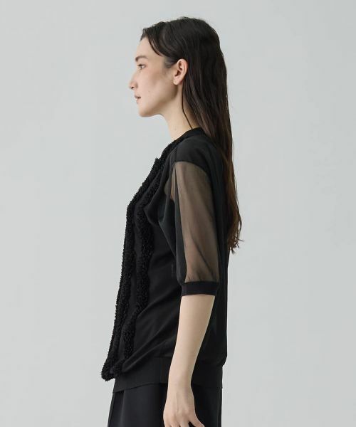 LANVIN COLLECTION / ランバン コレクション カットソー | シアーコンビネーション・ニットソー | 詳細7