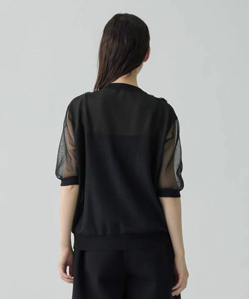 LANVIN COLLECTION / ランバン コレクション カットソー | シアーコンビネーション・ニットソー | 詳細8