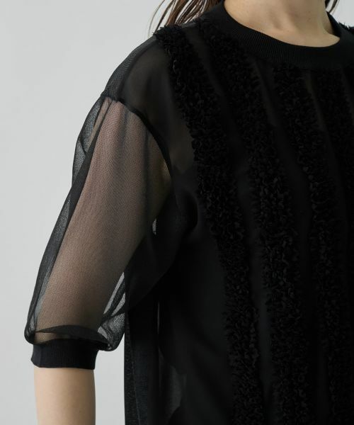 LANVIN COLLECTION / ランバン コレクション カットソー | シアーコンビネーション・ニットソー | 詳細9
