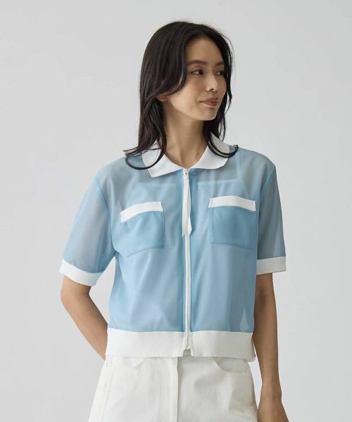 LANVIN COLLECTION / ランバン コレクション カットソー | ショート丈エアリーブラウス | 詳細1