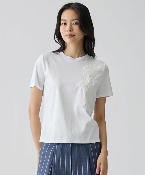 LANVIN COLLECTION / ランバン コレクション カットソー | ひまわり刺繍スムースカットソー | 詳細1