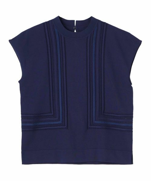 LANVIN COLLECTION / ランバン コレクション ニット・セーター | 立体テープワーク・ニットプルオーバー（ネイビー）