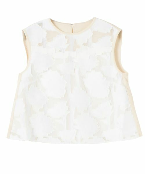LANVIN COLLECTION / ランバン コレクション ニット・セーター | ひまわりジャカード・Aラインプルオーバー（オフホワイト）
