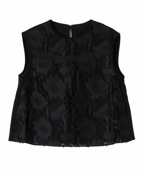 LANVIN COLLECTION / ランバン コレクション ニット・セーター | ひまわりジャカード・Aラインプルオーバー（ブラック）