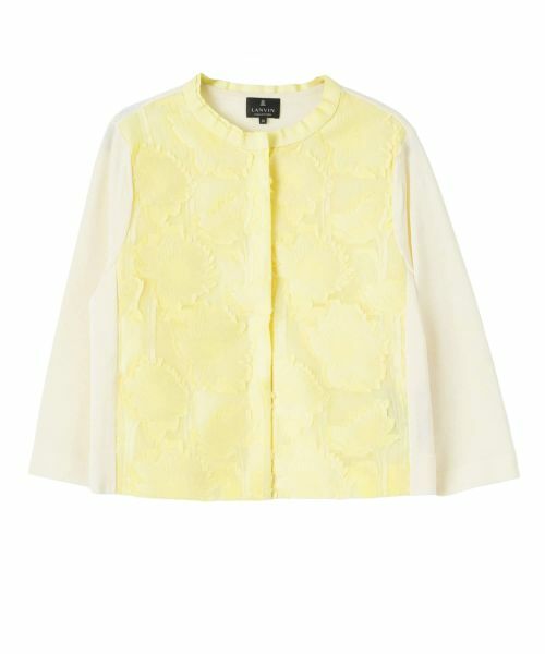 LANVIN COLLECTION / ランバン コレクション ニット・セーター | ひまわりジャカード・ニットカーディガン（ライトイエロー）