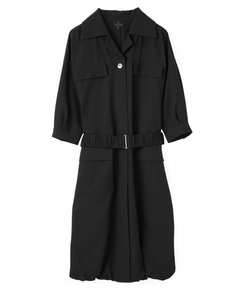 LANVIN COLLECTION / ランバン コレクション ドレス | オープンカラーバルーンワンピース（ブラック）