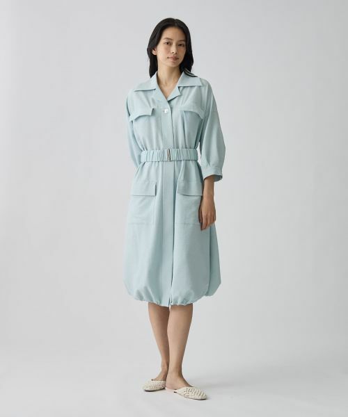 LANVIN COLLECTION / ランバン コレクション ドレス | オープンカラーバルーンワンピース | 詳細1