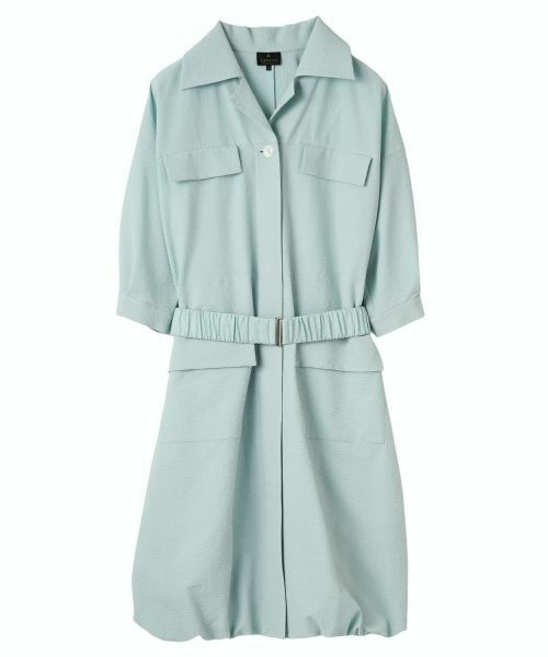 LANVIN COLLECTION / ランバン コレクション ドレス | オープンカラーバルーンワンピース（ブルー系）