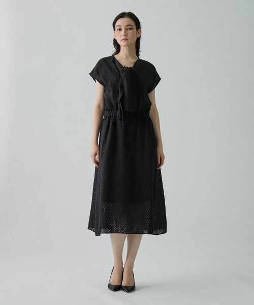 LANVIN COLLECTION / ランバン コレクション ドレス | パンチングリネン ボウタイドレス | 詳細10