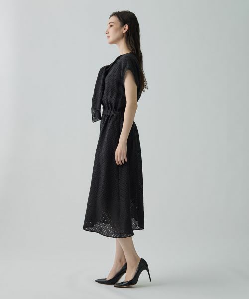 LANVIN COLLECTION / ランバン コレクション ドレス | パンチングリネン ボウタイドレス | 詳細11