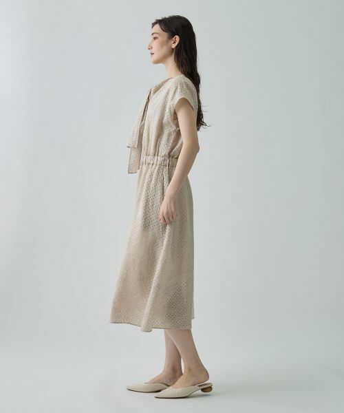 LANVIN COLLECTION / ランバン コレクション ドレス | パンチングリネン ボウタイドレス | 詳細6