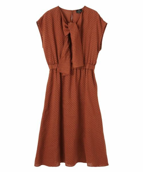 LANVIN COLLECTION / ランバン コレクション ドレス | パンチングリネン ボウタイドレス(ダークオレンジ)