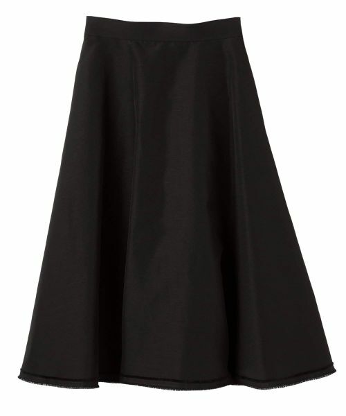 LANVIN COLLECTION / ランバン コレクション ロング・マキシ丈スカート | フリンジ構築フレアスカート（ブラック）