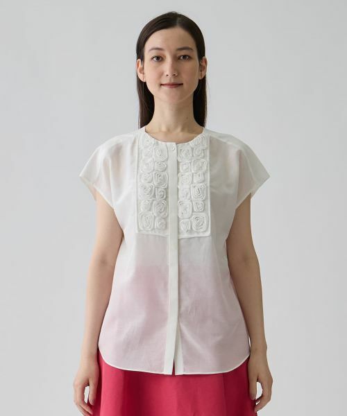 LANVIN COLLECTION / ランバン コレクション シャツ・ブラウス | コットンシルク ローズ刺繍ブラウス | 詳細1