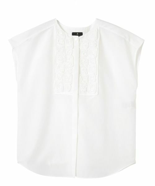 LANVIN COLLECTION / ランバン コレクション シャツ・ブラウス | コットンシルク ローズ刺繍ブラウス（ホワイト）