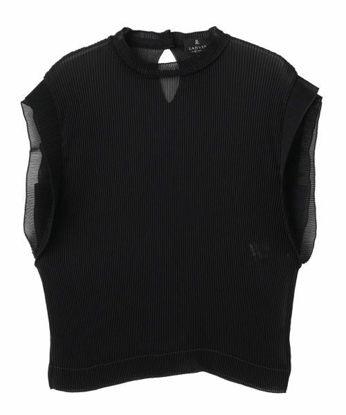 LANVIN COLLECTION / ランバン コレクション シャツ・ブラウス | 変形フレンチスリーブ プリーツブラウス（ブラック）