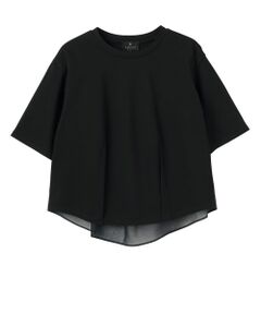 LANVIN COLLECTION / ランバン コレクション カットソー | ジャージ×オーガンジー ハイブリッドカットソー