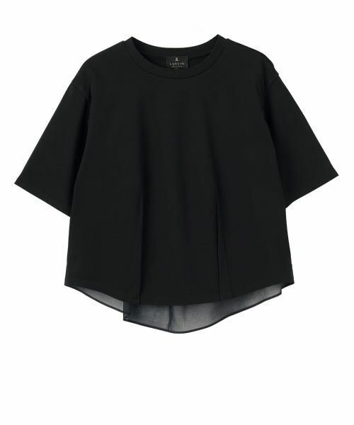 LANVIN COLLECTION / ランバン コレクション カットソー | ジャージ×オーガンジー ハイブリッドカットソー（ブラック）