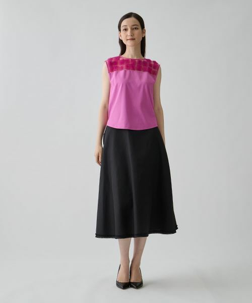 LANVIN COLLECTION / ランバン コレクション カットソー | チュールコンビ ローズ刺繍カットソー | 詳細10