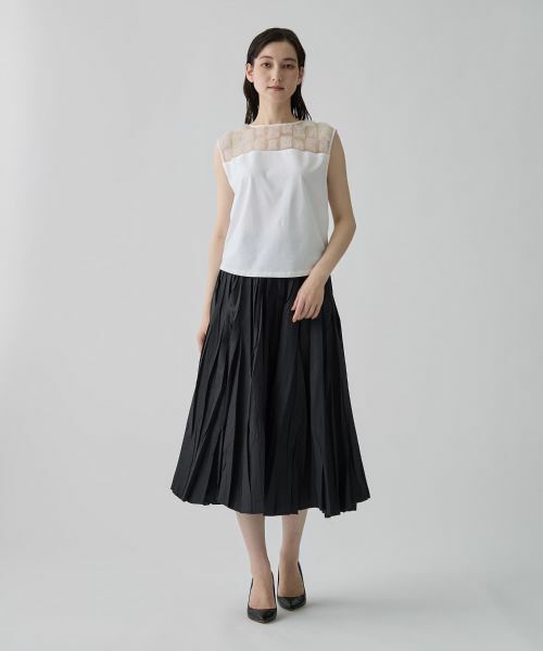 LANVIN COLLECTION / ランバン コレクション カットソー | チュールコンビ ローズ刺繍カットソー | 詳細16