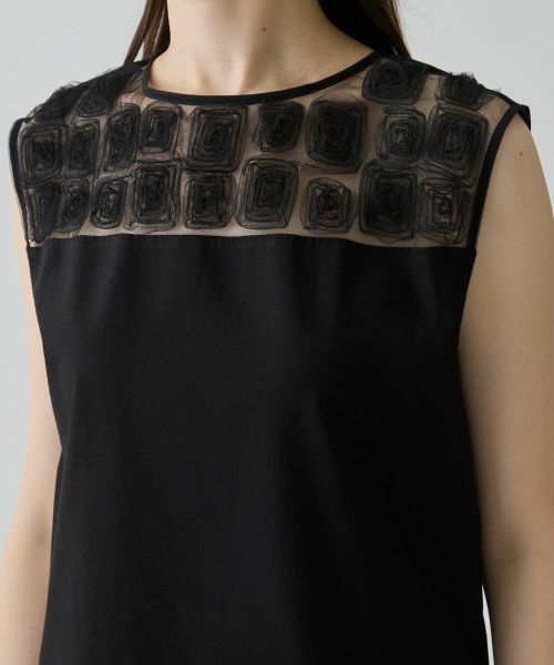 LANVIN COLLECTION / ランバン コレクション カットソー | チュールコンビ ローズ刺繍カットソー | 詳細20