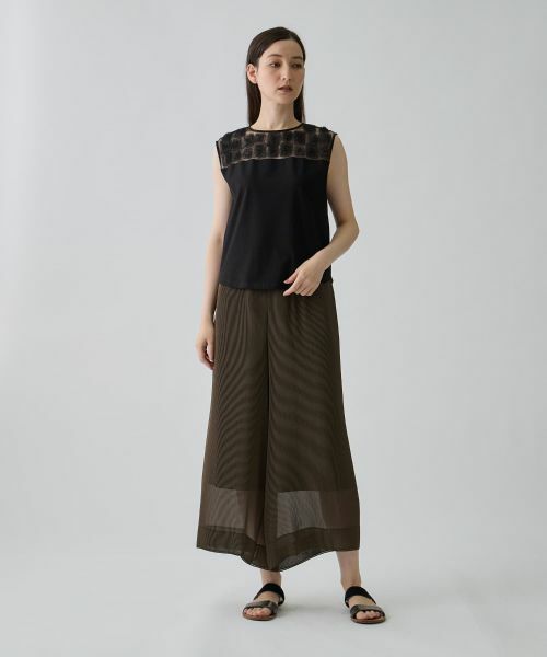 LANVIN COLLECTION / ランバン コレクション カットソー | チュールコンビ ローズ刺繍カットソー | 詳細21