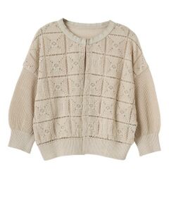 LANVIN COLLECTION / ランバン コレクション ニット・セーター | メッシュ&ポップコーン ロゴカーディガン