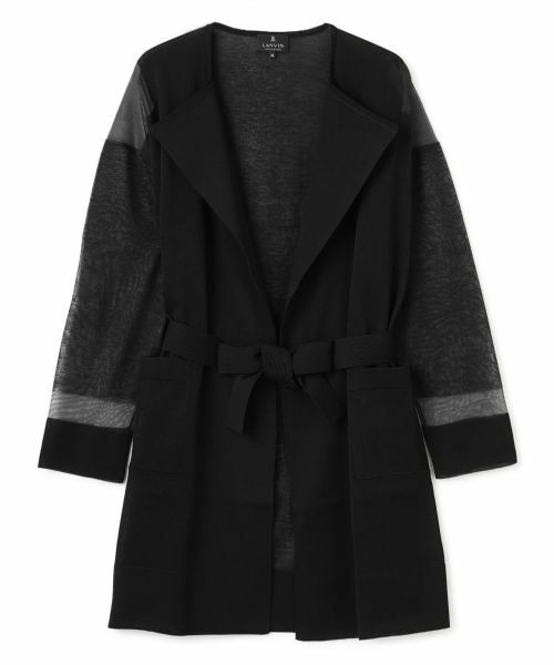 LANVIN COLLECTION / ランバン コレクション ニット・セーター | 透明糸インターシャ ロングカーディガン（ブラック）