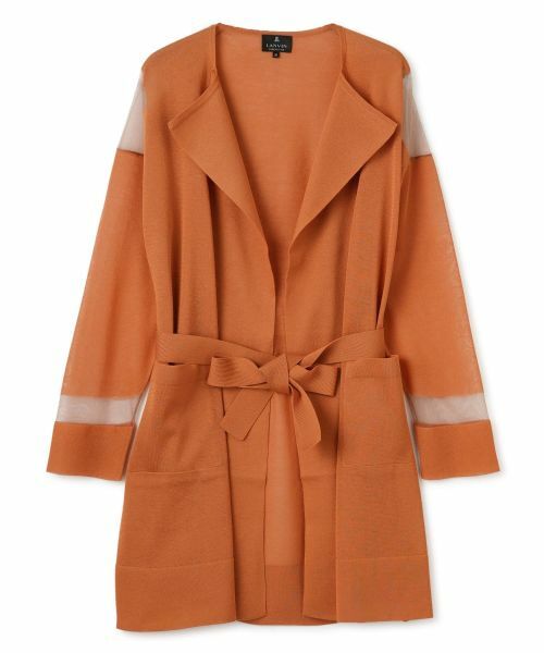 LANVIN COLLECTION / ランバン コレクション ニット・セーター | 透明糸インターシャ ロングカーディガン（オレンジ）