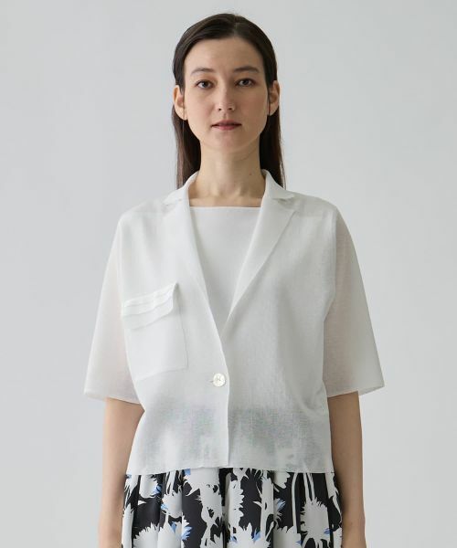 LANVIN COLLECTION / ランバン コレクション テーラードジャケット | ラミーブレンド ドライニットジャケット | 詳細1
