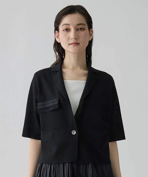 LANVIN COLLECTION / ランバン コレクション テーラードジャケット | ラミーブレンド ドライニットジャケット | 詳細6