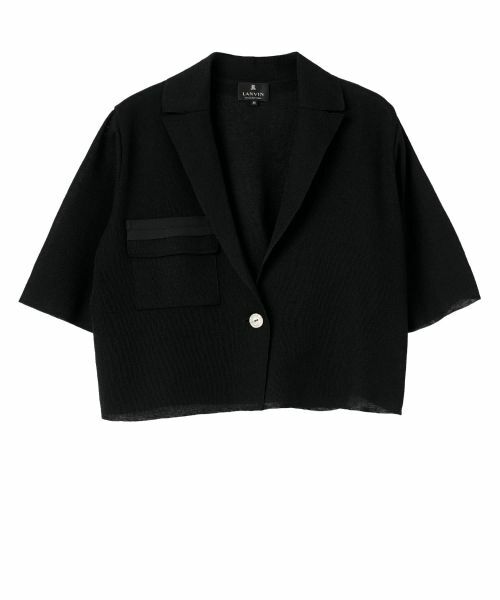 LANVIN COLLECTION / ランバン コレクション テーラードジャケット | ラミーブレンド ドライニットジャケット（ブラック）
