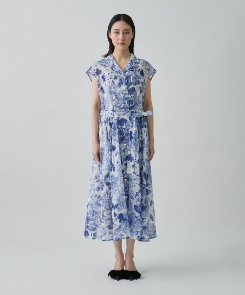 LANVIN COLLECTION / ランバン コレクション ドレス | タックニュアンス・オーガンジーワンピース | 詳細1
