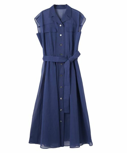 LANVIN COLLECTION / ランバン コレクション ドレス | タックニュアンス・オーガンジーワンピース（ブルー）