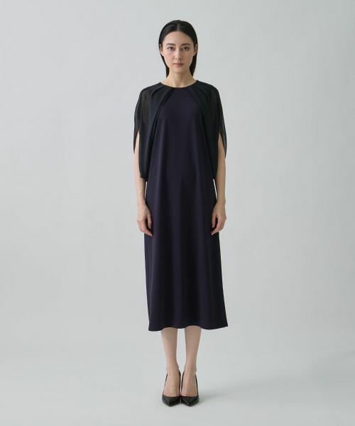 LANVIN COLLECTION / ランバン コレクション ドレス | 変形袖デザイン・アセテートワンピース | 詳細1