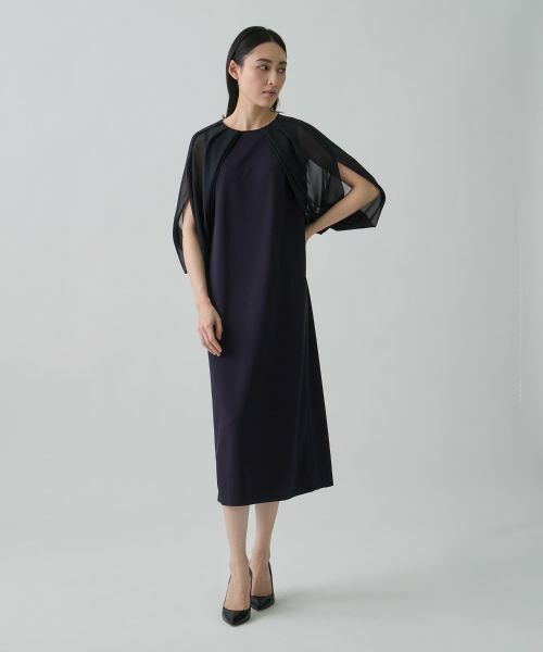 LANVIN COLLECTION / ランバン コレクション ドレス | 変形袖デザイン・アセテートワンピース | 詳細2
