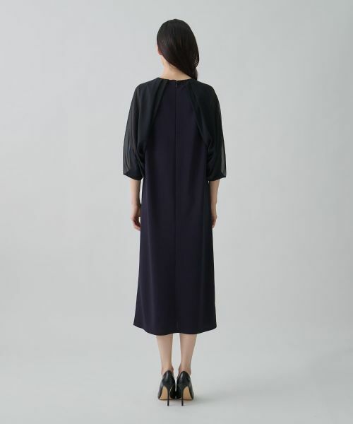 LANVIN COLLECTION / ランバン コレクション ドレス | 変形袖デザイン・アセテートワンピース | 詳細4