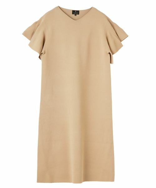 LANVIN COLLECTION / ランバン コレクション ドレス | ミラノリブ・立体フレアワンピース（ベージュ）