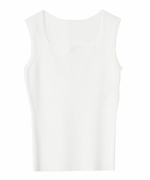LANVIN COLLECTION / ランバン コレクション カットソー | スクエアネック・ストレッチリブカットソー（ホワイト）