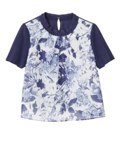 LANVIN COLLECTION / ランバン コレクション ニット・セーター | ジョーゼットレイヤード・五分袖プルオーバー