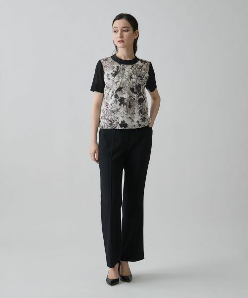 LANVIN COLLECTION / ランバン コレクション ニット・セーター | ジョーゼットレイヤード・五分袖プルオーバー | 詳細12