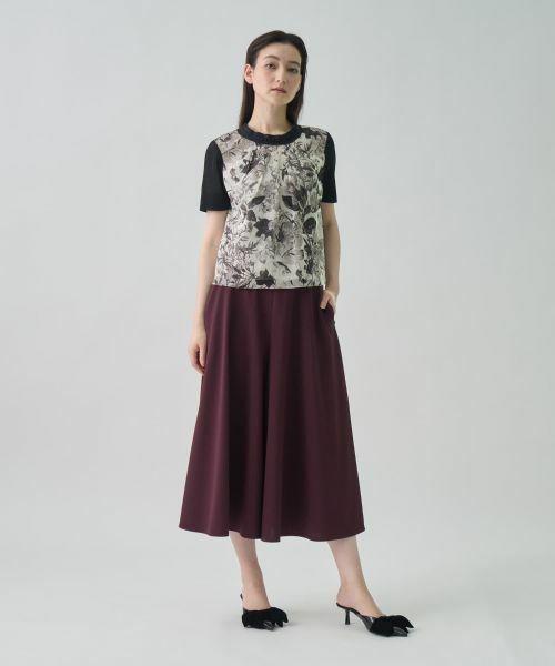LANVIN COLLECTION / ランバン コレクション ニット・セーター | ジョーゼットレイヤード・五分袖プルオーバー | 詳細13