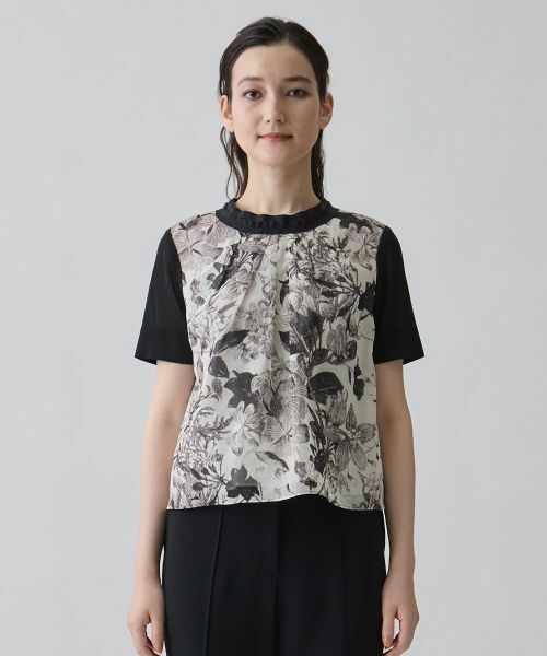 LANVIN COLLECTION / ランバン コレクション ニット・セーター | ジョーゼットレイヤード・五分袖プルオーバー | 詳細7