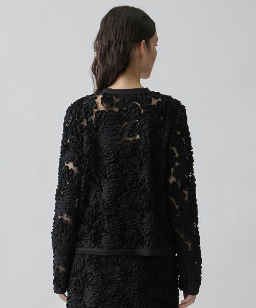 LANVIN COLLECTION / ランバン コレクション テーラードジャケット | 薔薇テープ刺繍・シフォンバイヤスジャケット | 詳細3