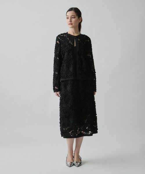 LANVIN COLLECTION / ランバン コレクション テーラードジャケット | 薔薇テープ刺繍・シフォンバイヤスジャケット | 詳細4
